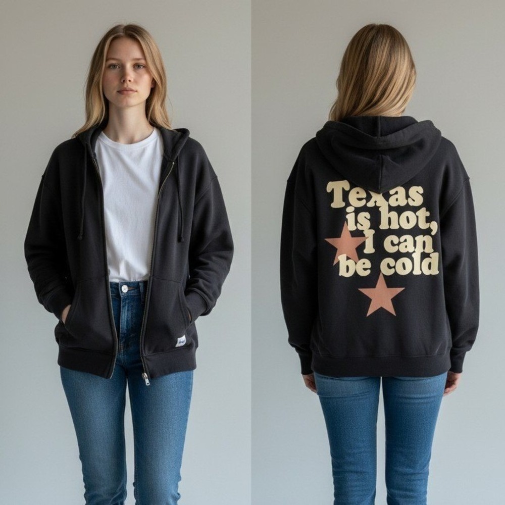 Kacey Lee Hoodie Women's  S Black Fleece Lined Graphic Print Pockets Full Zipper